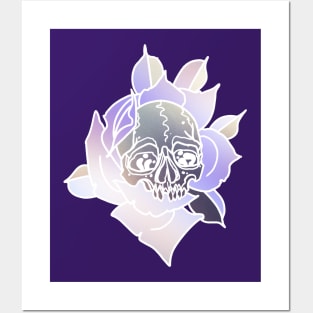 Skull and rose Posters and Art